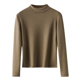 恒源祥加绒加厚中领保暖上衣女士含羊毛蚕丝秋内衣防寒打底衫冬季