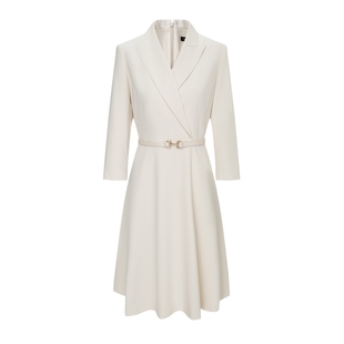 Scofield女装利落气质收腰A摆西装连衣裙金属扣腰带2025秋冬新品