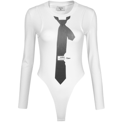 GUUKAHERO假两件领带印花长袖T恤