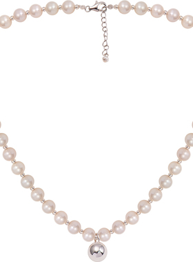 晶柜S925纯银珍珠锁骨链项链