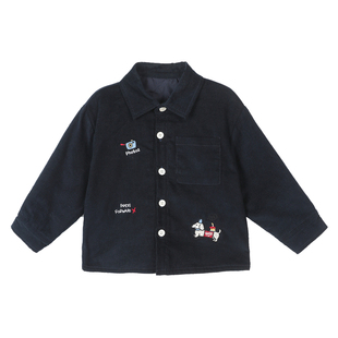 小O爸男婴童 宝宝外套男童秋冬季2025新款婴儿刺绣翻领衬衫