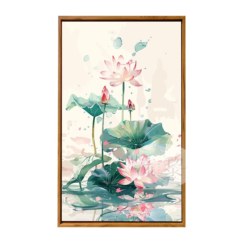 中国风高级感荷花DIY数字油彩画