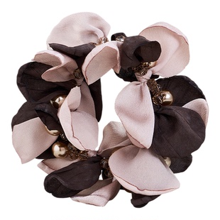 AJIDOU阿吉豆发饰拼色花朵发绳扎头发头绳气质珍珠高弹力马尾发圈