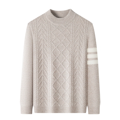 春竹100%纯羊毛衫男士半高领