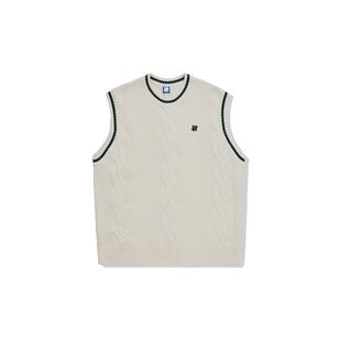 UNDEFEATED五条杠官方春季新品撞色设计运动风角花毛衣背心马甲