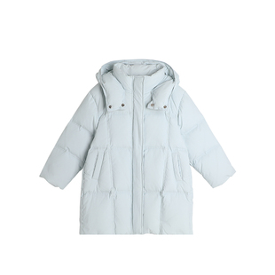 沫沫童装冬装女童洋气2025冬季新款儿童休闲中长款三防羽绒服外套