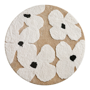 赛波斯小苍兰地毯花圆形法式高级奶油柔软卧室客厅衣帽间青山美宿