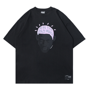 美式高街250g重磅纯棉短袖男款ins小众设计感发泡印花宽松t恤男装