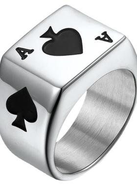 嘻哈街头原创设计红桃黑桃戒指