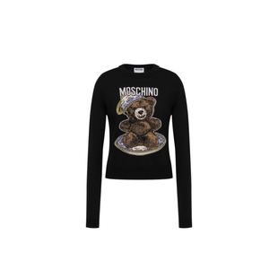 【礼物会员5折起】Moschino/莫斯奇诺  女士泰迪熊绵羊毛圆领毛衣