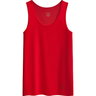 【红豆红】男士无袖背心大红色本命年新年打底杉内裤袜子礼盒套装