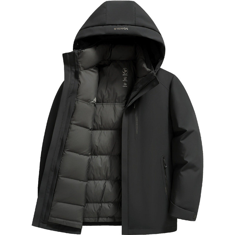 雪中飞连帽内胆可脱卸双充羽绒服