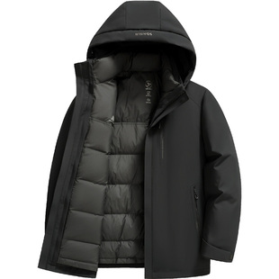 雪中飞连帽内胆可脱卸羽绒服男双层充绒一衣三穿加厚保暖冬季外套