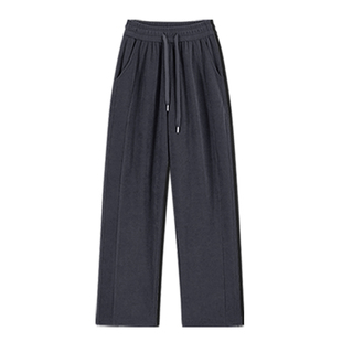 加绒窄版阔腿裤女秋冬季羊羔绒小个子裤子休闲雪尼尔特厚东北棉裤