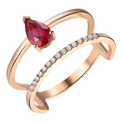 米莱珠宝克拉红碧玺戒指18k宝石