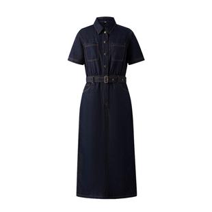 【100%棉】Eland衣恋牛仔连衣裙女衬衫领A字微落肩裙2025夏季新款