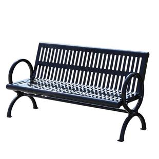 户外铁艺公园椅双人黑色金属室外长椅子靠背小区广场焊接公园座椅