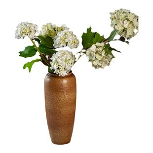 日式手工黄色陶瓷花瓶摆件复古怀旧粗陶客厅桌面装饰水养鲜花花器