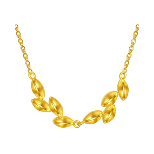 明牌珠宝足金套链 麦穗精品首饰黄金吊坠项链套件 AFB0034计价