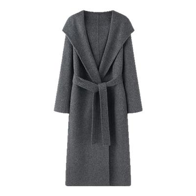 苏力羊驼绒大翻领连帽双面呢大衣