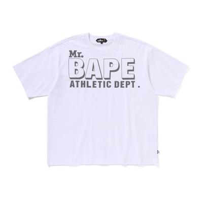 BAPE胡子字母印花纯色短袖T恤