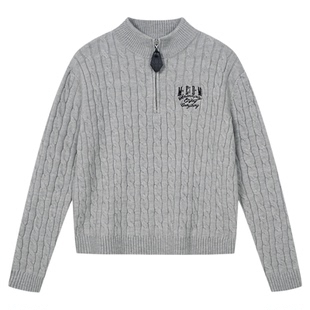 MEDM 字体排版半拉套头保暖休闲毛衣潮流百搭简约情侣针织衫秋冬