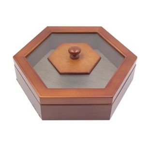 实木质创意中式果盘糖果盘瓜子盘分格带盖仿古木制干果盒客厅收纳