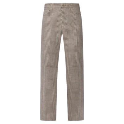 男士微喇长裤棋盘格休闲