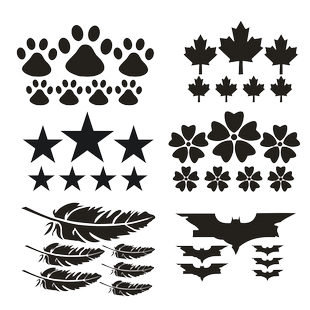 个性划痕贴车身贴汽车贴纸 羽毛小花树叶五角星蝙蝠遮挡划痕擦痕
