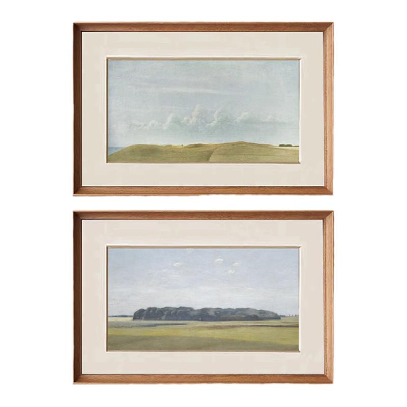 海岸风景 原创卧室床头挂画法式中古北欧复古书房客厅装饰画
