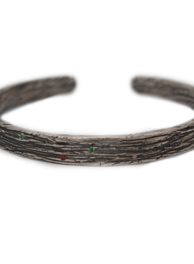 原创设计宽手镯999银情侣国风男