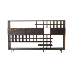 野木1978 浅山淡影格子茶杯架博古陈列架书架现代简约侘寂实木