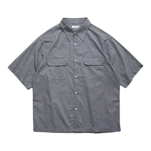 现货 NANAMICA REGULAR COLLAR 日产府绸复古细格纹短袖衬衫 26SS