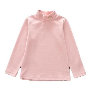 洋气童装春秋儿童女童纯棉立领白色打底衫宝宝中大童半高领T恤衫