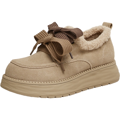 TATA他她小咖豆厚底毛毛鞋女鞋加绒保暖勃肯单鞋子雪地棉鞋靴子