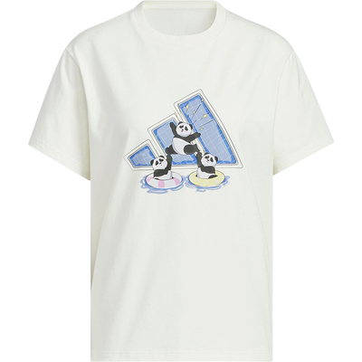 Adidas/阿迪达斯正品2025女士印花图案经典休闲针织短袖KC0970