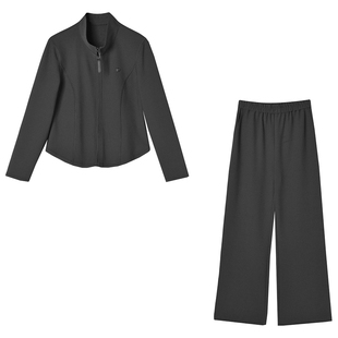 王炸！一见钟情！短款拉链休闲长袖上衣+松紧腰长裤两件套装女 秋