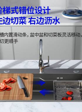 不锈钢洗菜盆日式厨房水槽水盆池台下盆洗碗槽黑色纳米大单槽
