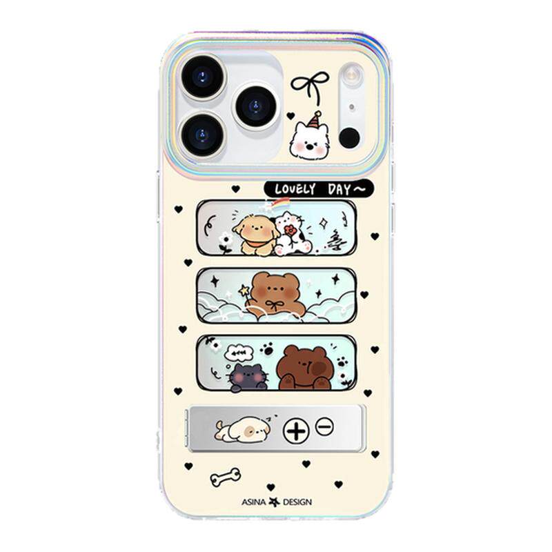 童趣乐园适用苹果17Promax手机壳隐藏式一体支架iPhone16Pro保护套折叠全包13可爱创意防摔ip15新款高级14
