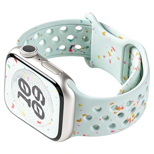 匠戴适用苹果S11手表iwatch10表带applewatch9彩屑镂空透气S11运动硅胶夏季S8新款创意8男女款se3高级S7智能