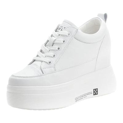 真皮黑色单鞋内增高厚底鞋女