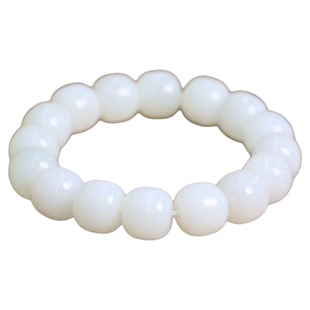 新疆和田玉羊脂白玉手串男老型珠玉石手链女桶珠路路通文玩手把件