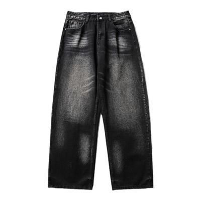 复古休闲水洗廓形牛仔裤