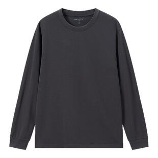 马恩MAXNEW男装2025秋季新款长袖t恤男士休闲圆领上衣纯色打底衫