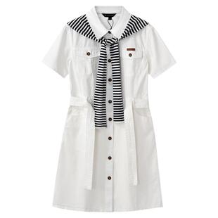 保罗彼得2026夏新款女纯棉牛仔连衣裙A字披肩显瘦气质CYFBQ00250