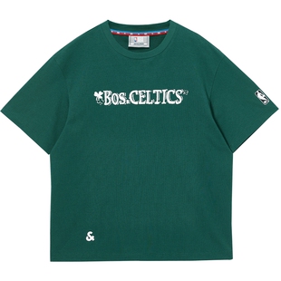 杰克琼斯春季时尚篮球潮流NBA联名圆领波士顿凯尔特队短袖T恤男装
