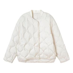 LUNAFUNG冯下文·菱格纹绗缝羽绒服女夹克立领轻薄保暖灰鸭绒外套