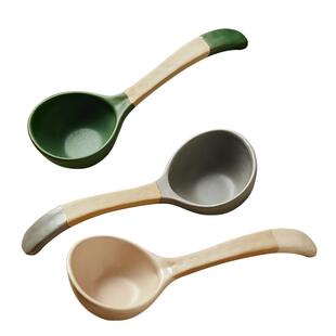 墨色日式复古陶瓷大汤勺家用大号盛汤喝汤长柄勺子高颜值精致汤匙