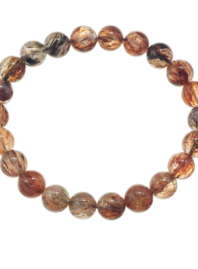 AHCHOO 静奢天然黑金超七水晶手链双轮骨干黑超级七碧玺发晶手串