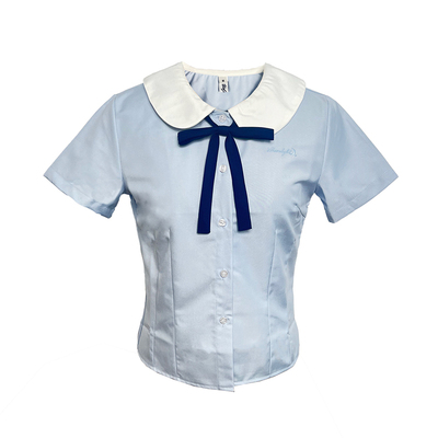 学院风jk制服圆领收腰短袖衬衫